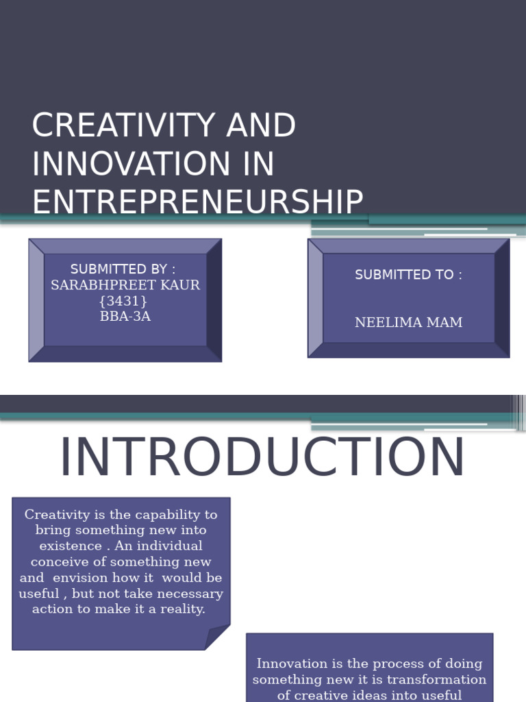 Creativity and Innovation in Entrepreneurship | PDF | Brainstorming ...