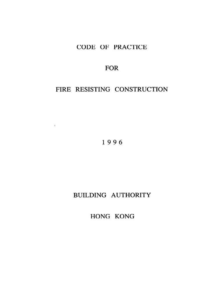 Code of Practice For Fire Resisting Construction 1996 | PDF