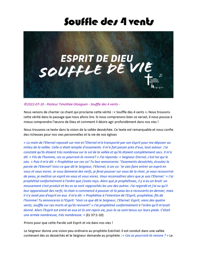 Souffle de Vie des Quatre Vents | PDF | Résurrection de Jésus | Dieu