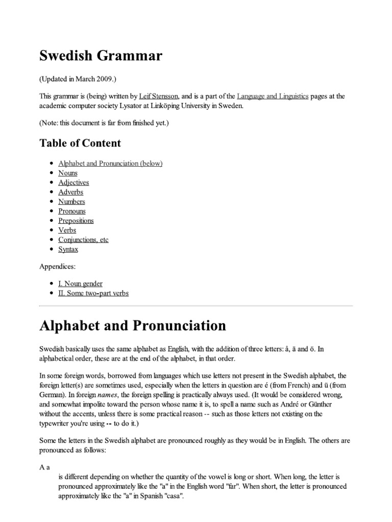 Swedish Grammar PDF