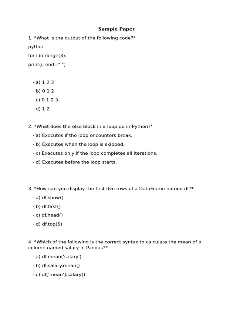 Data Science Sample Paper Deewan | PDF | Machine Learning | Data Analysis