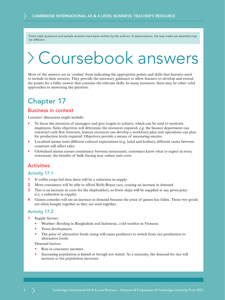 ASAL Business CB Chapter 17 Answers | PDF | Marketing | Customer ...