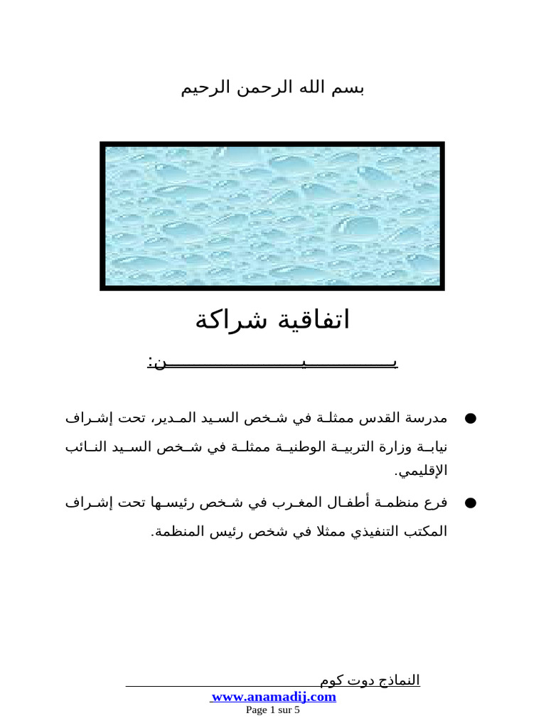 اتفاقية شراكة بين منظمة ومدرسة | PDF