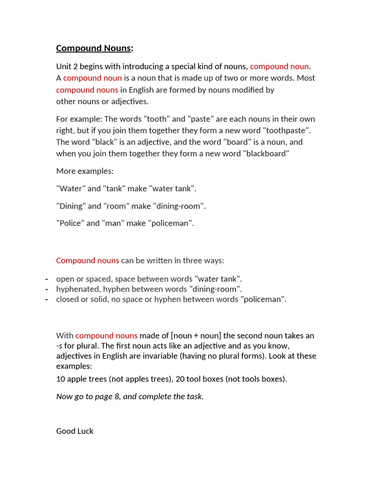 Understanding Compound Nouns in English | PDF