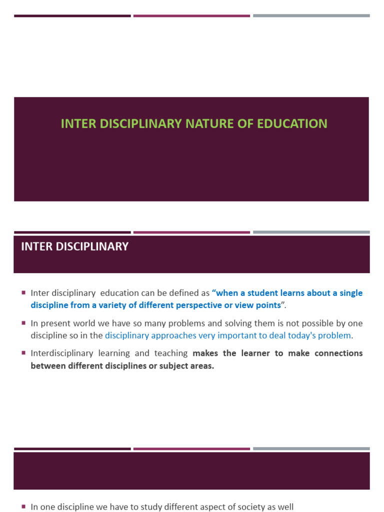 Interdisciplinary Nature of Education | PDF | Interdisciplinarity ...