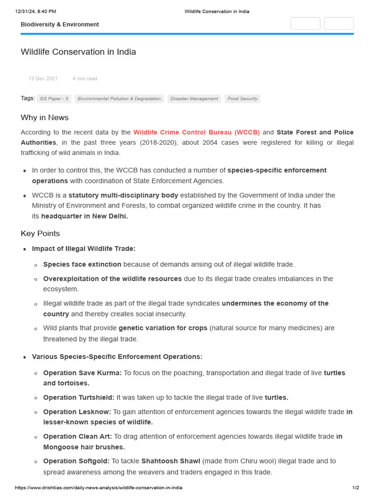 Wildlife Conservation Efforts in India | PDF | Wildlife | Conservation ...