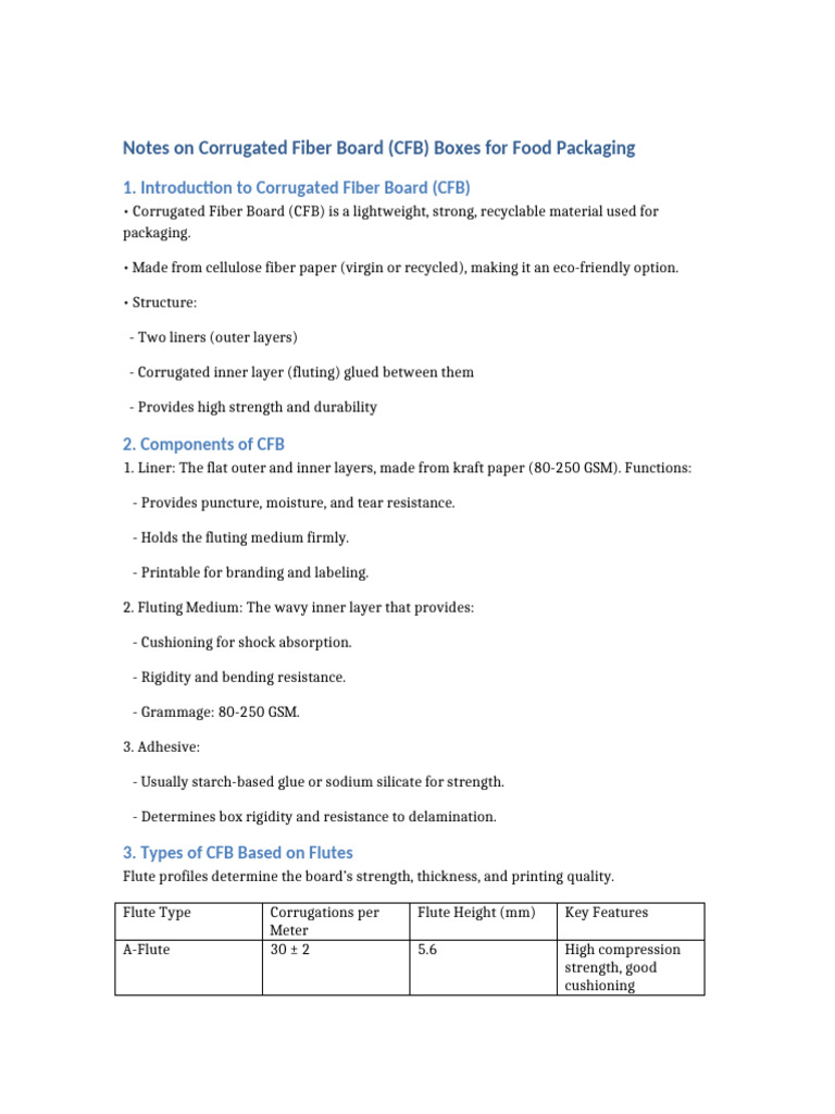 Corrugated Fiber Board for Food Packaging | PDF | Adhesive | Industrial ...
