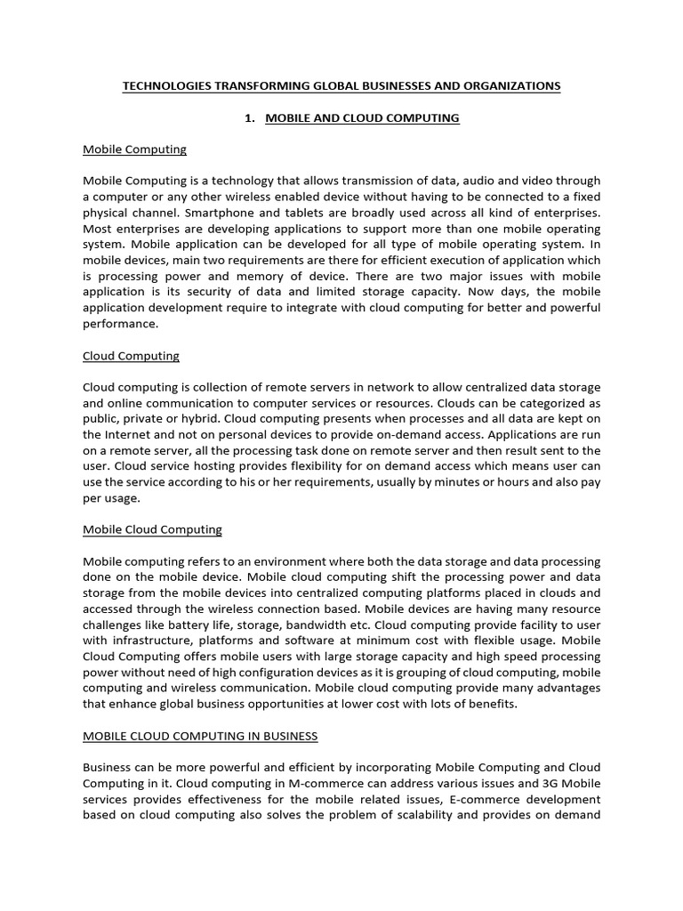 Transformative Tech for Global Business | PDF | Cloud Computing ...