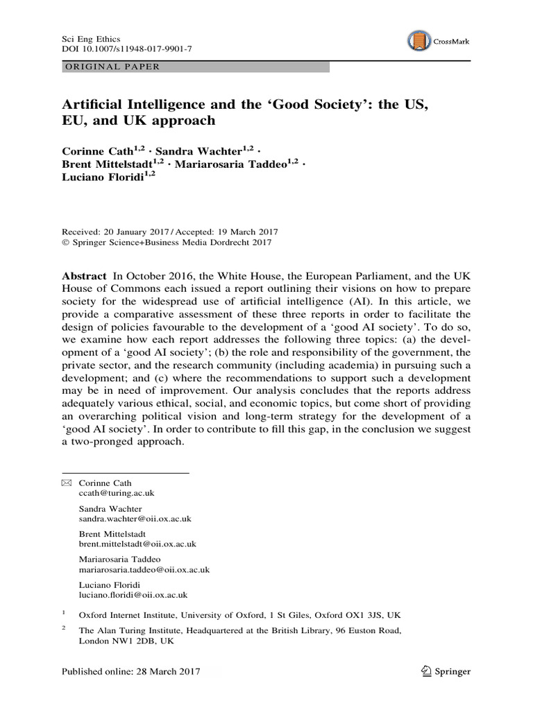 AI Policy for a Good Society: US, EU, UK | PDF | Artificial ...