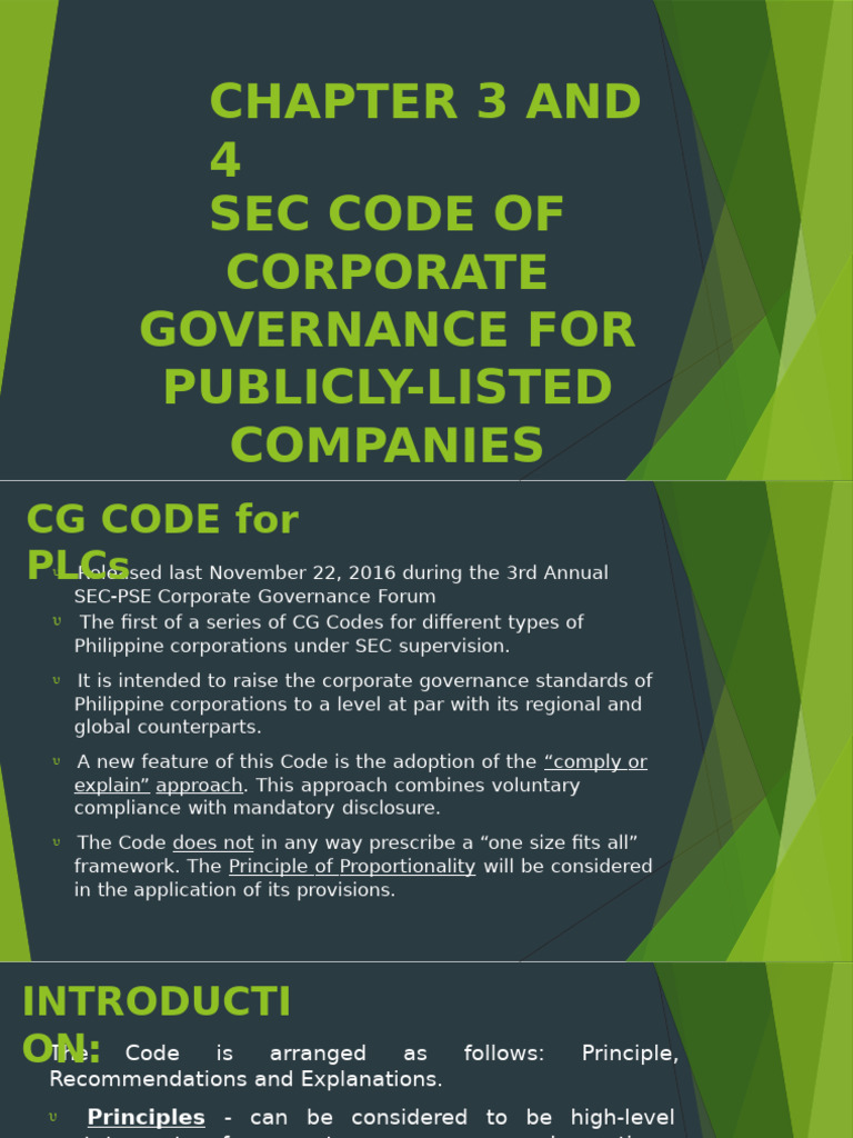 SEC Corporate Governance Code for PLCs | PDF | Governance | Corporate ...