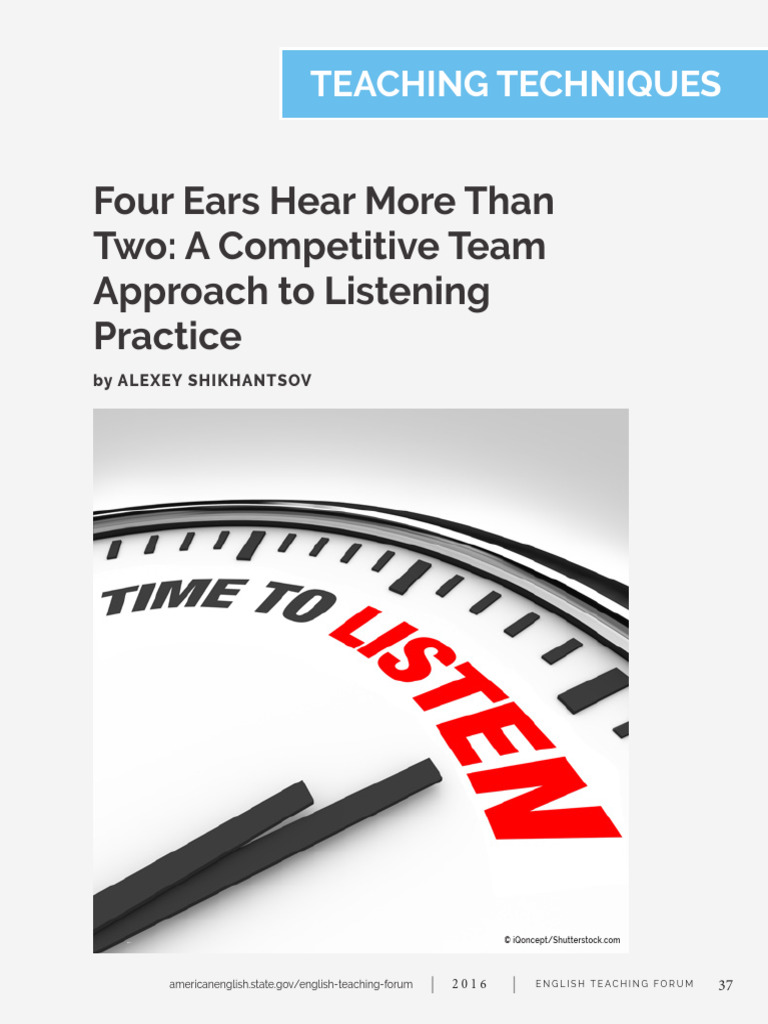 Competitive Listening Techniques for ESL | PDF | Teachers ...