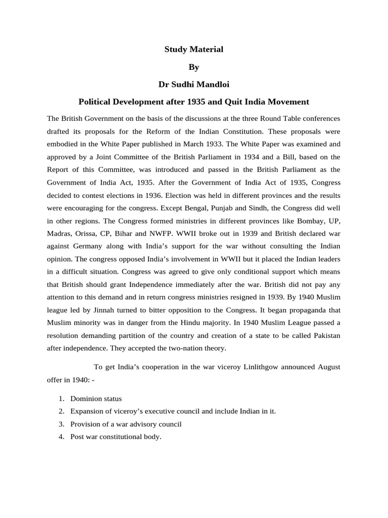 Quit India Movement Overview and Impact | PDF | British Raj | Mahatma ...