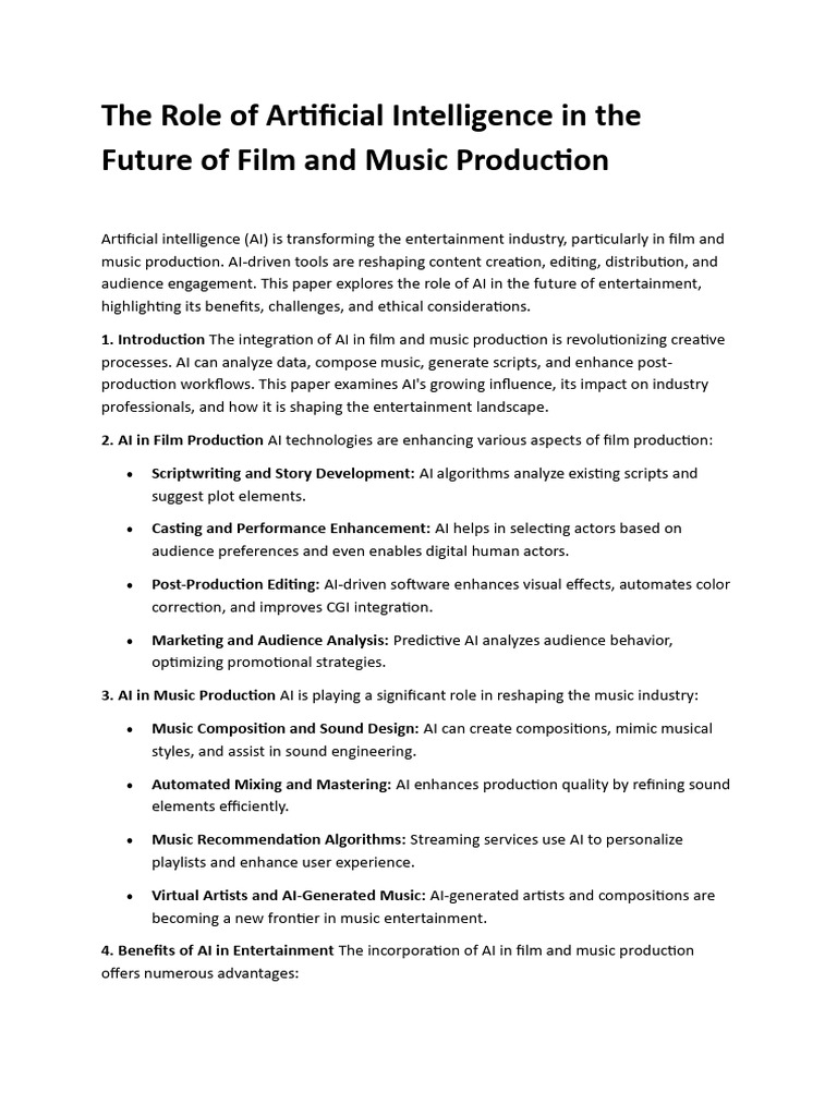 The Role of Artificial Intelligence in The Future of Film and Music ...