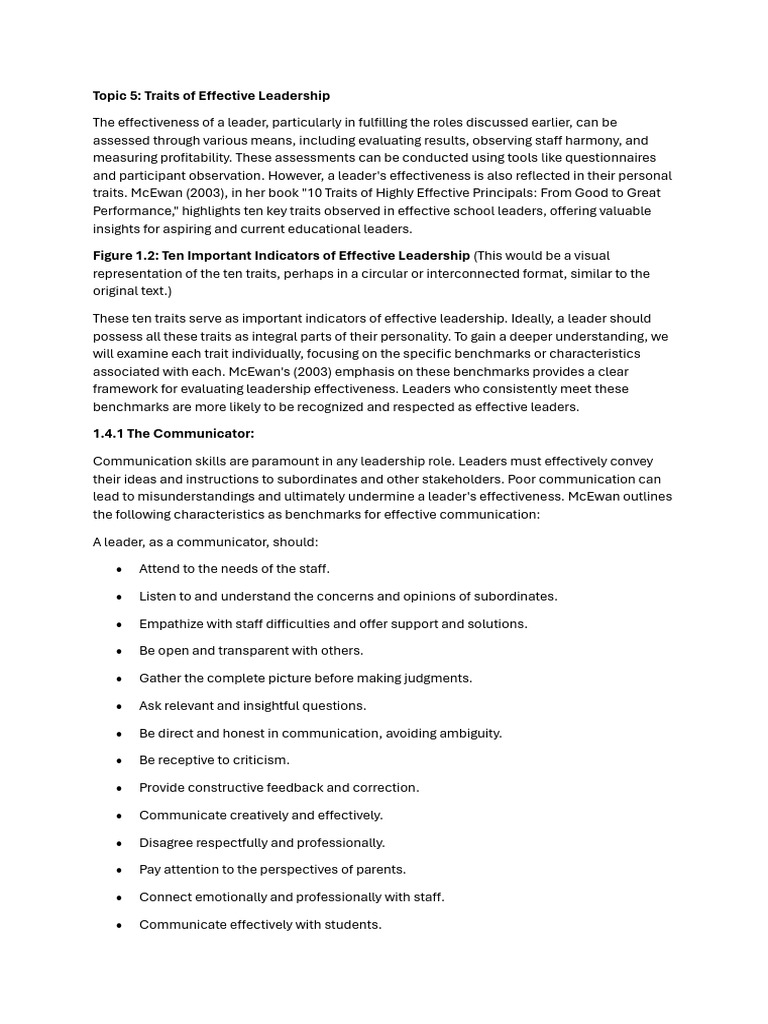 Traits Effective Leadership | PDF | Leadership | Communication