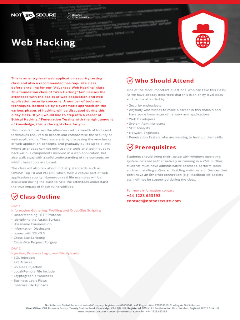 Claranet Cybersecurity Training Web Hacking | PDF | Computer Security ...