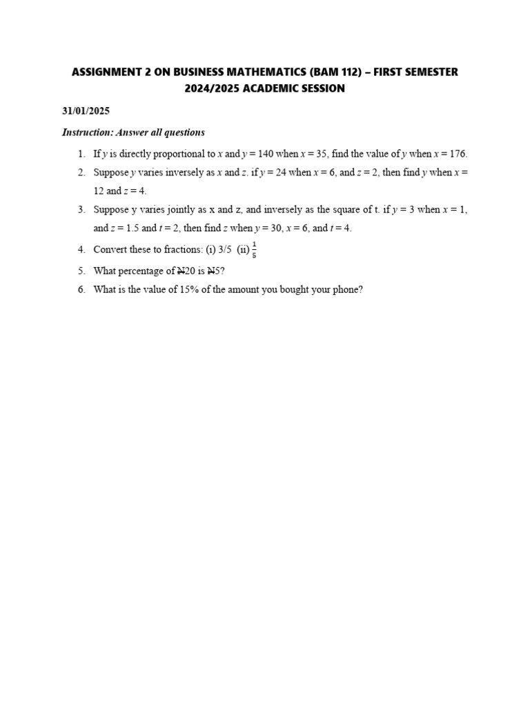 Business Mathematics Assignment 2024 | PDF
