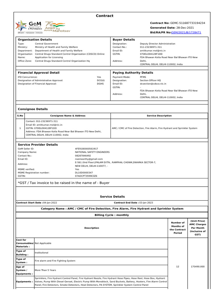 AMC for Fire Safety Systems Contract | PDF | Breach Of Contract | Fire ...