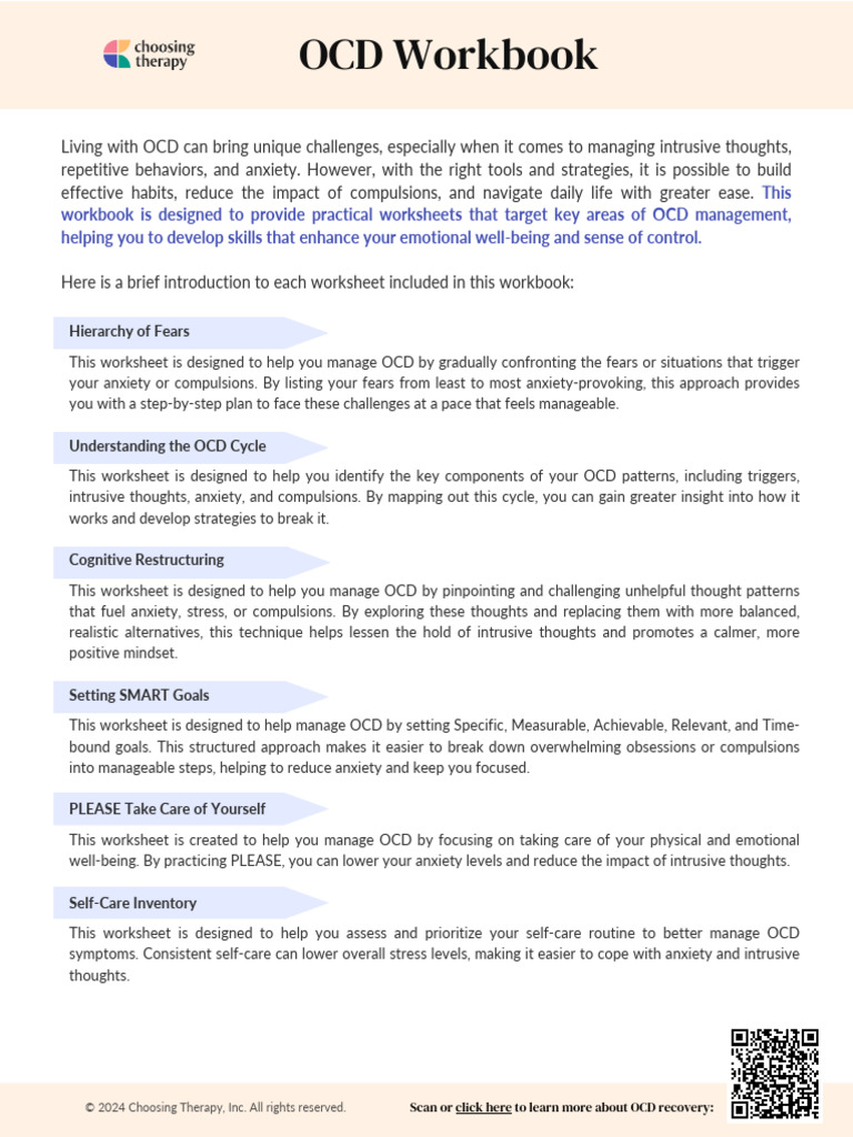 OCD Management Worksheets Guide | PDF | Obsessive–Compulsive Disorder ...