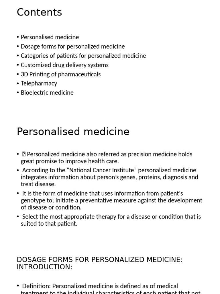 Patient Categories in Personalized Medicine | PDF | Personalized ...