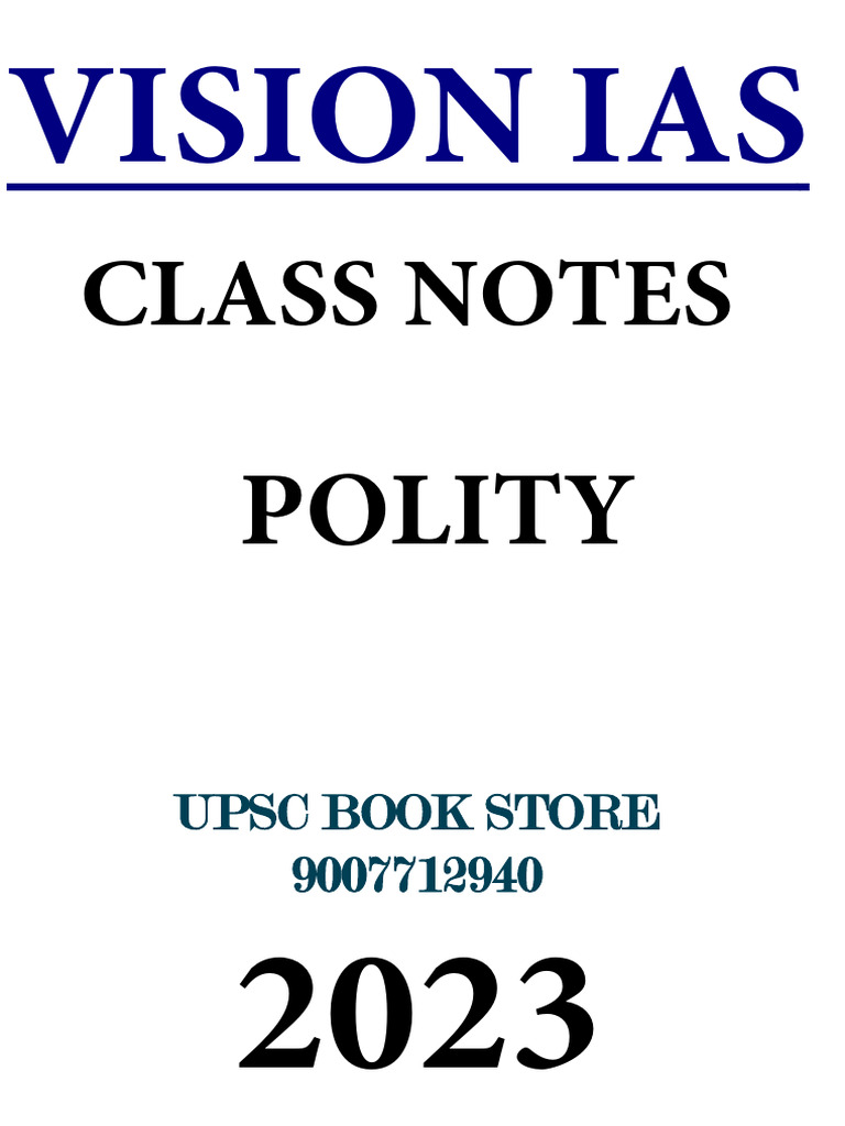 Vision IAS Polity Class Notes 2023 | PDF