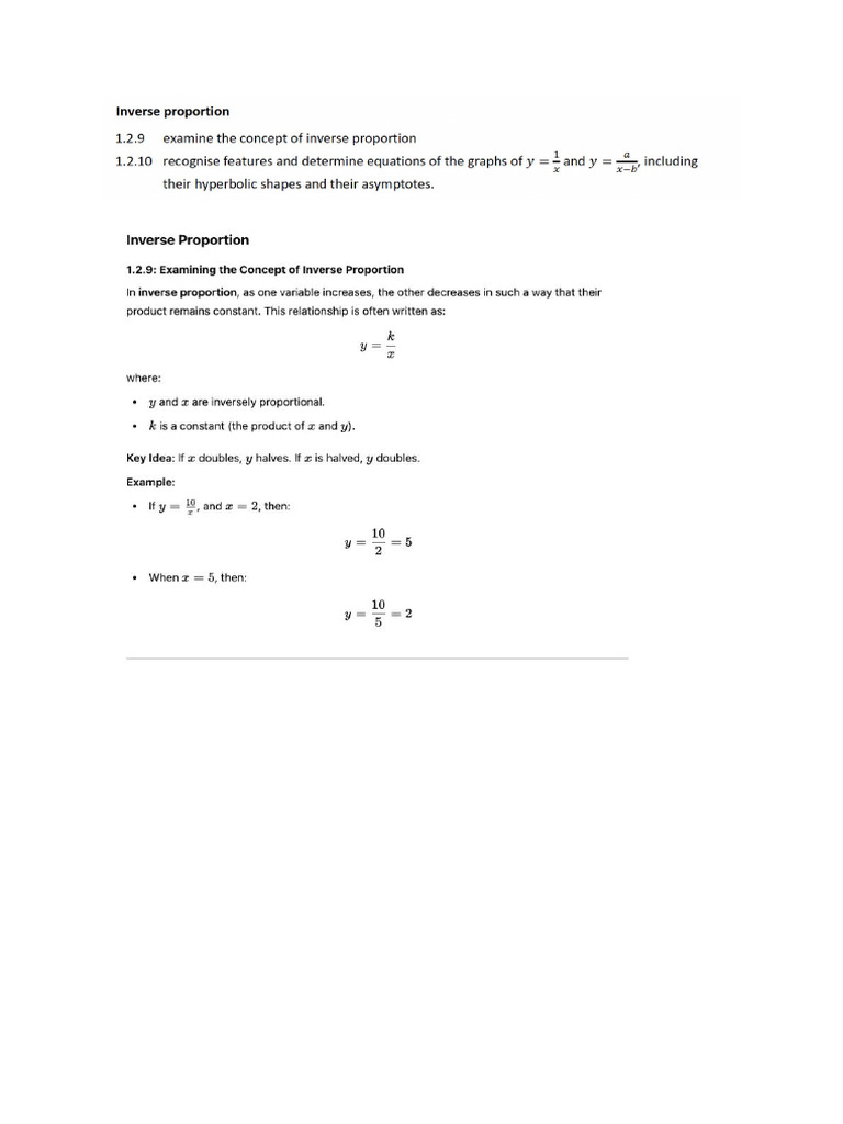 Inverse Proportion Explaination | PDF