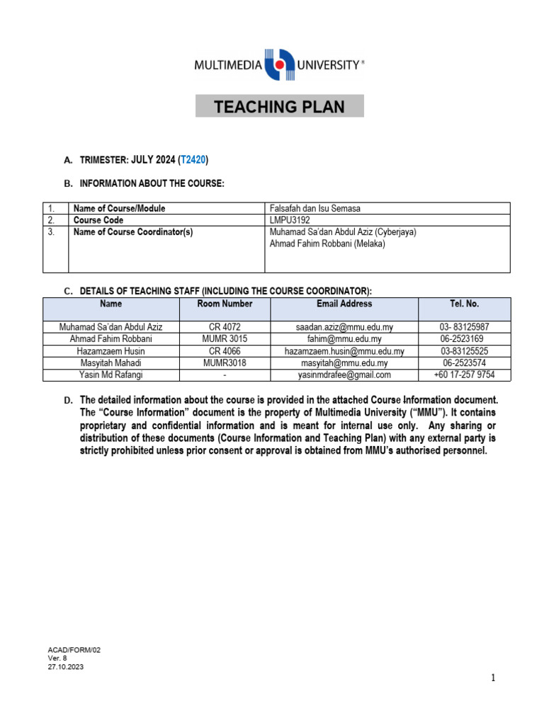 (2420) - 7W - LMPU3192 FALSIS - Teaching Plan | PDF | Epistemology | Reason