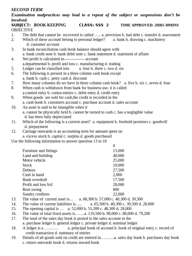 Bookkeeping Exam Questions and Answers | PDF | Debits And Credits ...