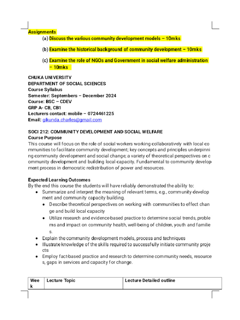 Online Notes - Community Development and Social Welfare - Chuka - Sep ...