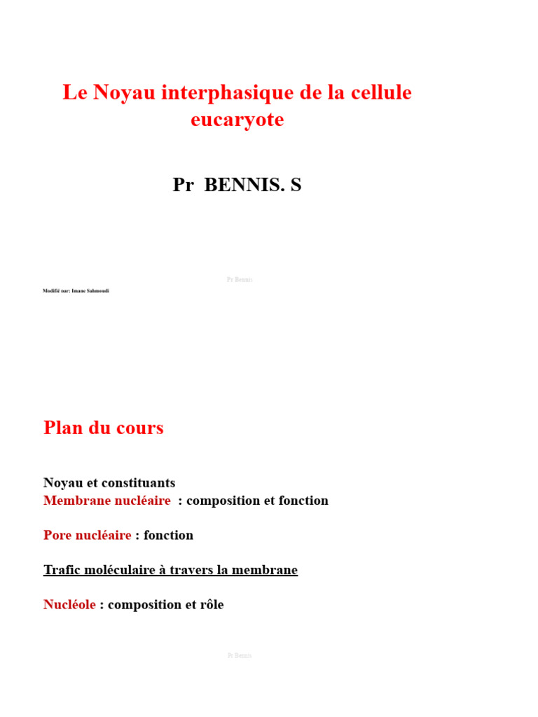 Structure et fonctions du noyau cellulaire | PDF | Noyau (biologie ...