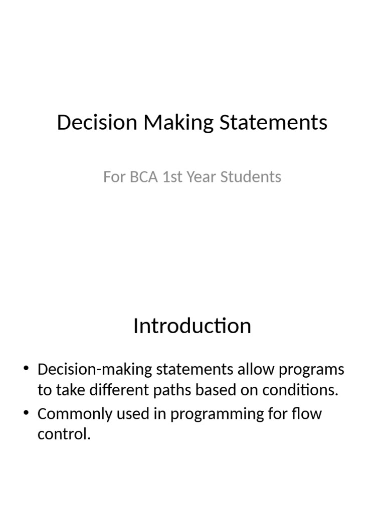 Decision Making Statements Presentation | PDF