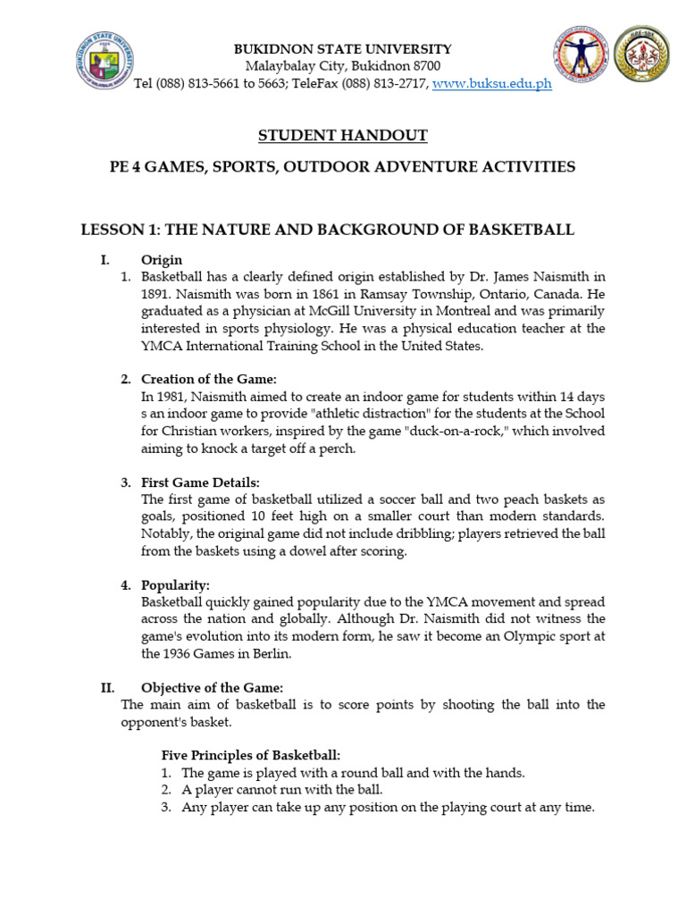 Basketball Basics: History, Rules, and Gear | PDF | Basketball ...
