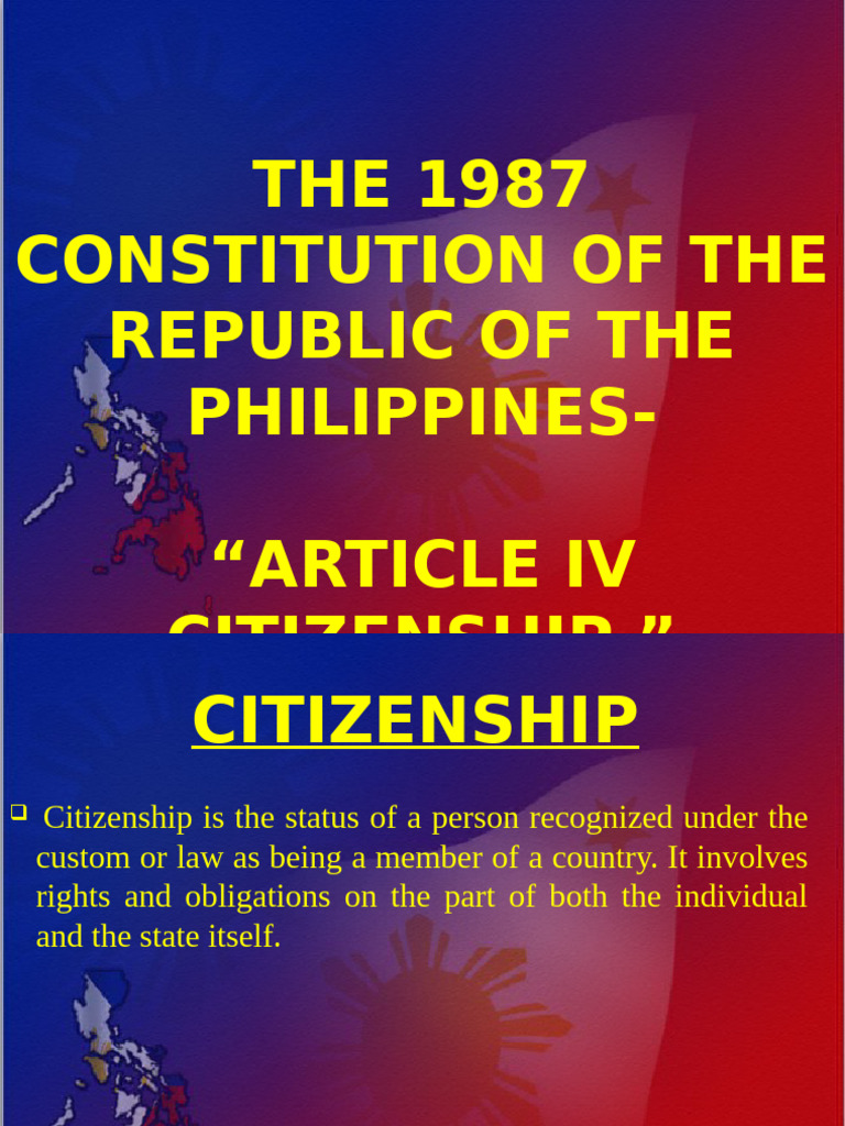 Philippine Citizenship Overview | PDF | Naturalization | Citizenship