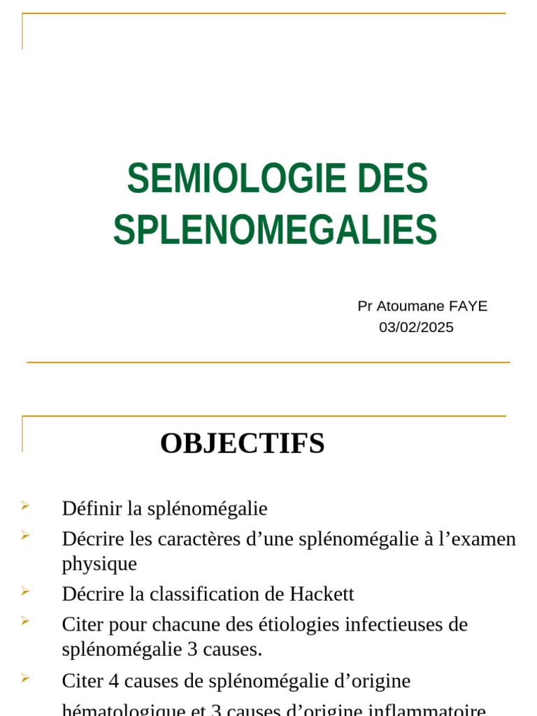 Classification de Hackett des splénomégalies | PDF | Rate | Infection