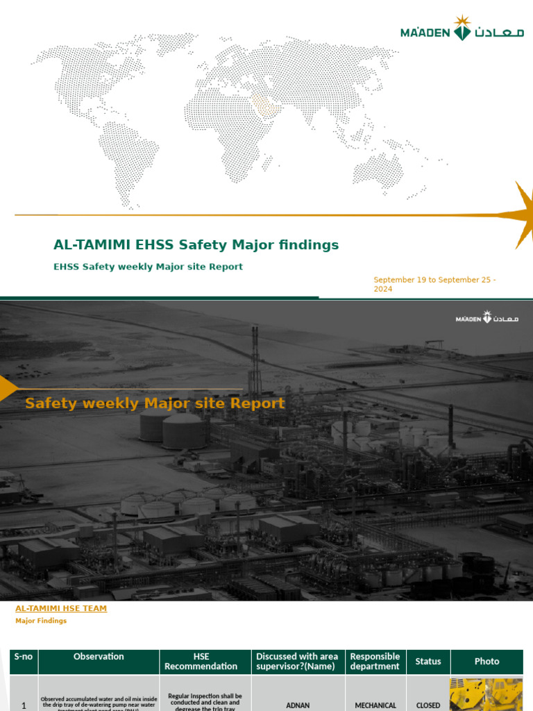 Weekly EHSS Safety Report: Findings 2024 | PDF | Safety