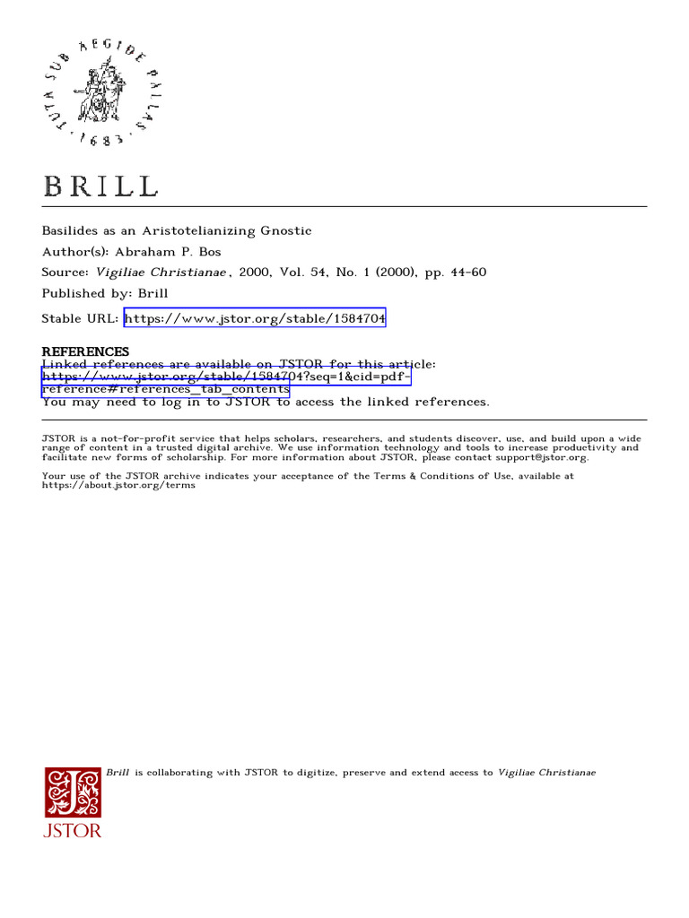 Basilides As An Aristotelianizing Gnostic | PDF | Nous | Soul