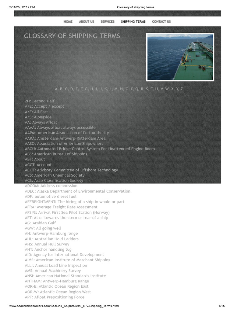 Shipping Terminology Glossary | PDF | Cargo | Oil Tanker