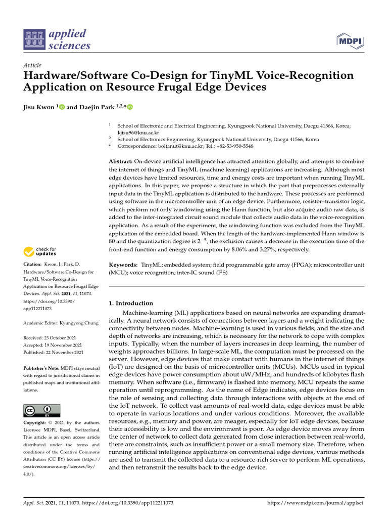 Hardware - Software Co-Design For TinyML Voice-Recognition Application ...