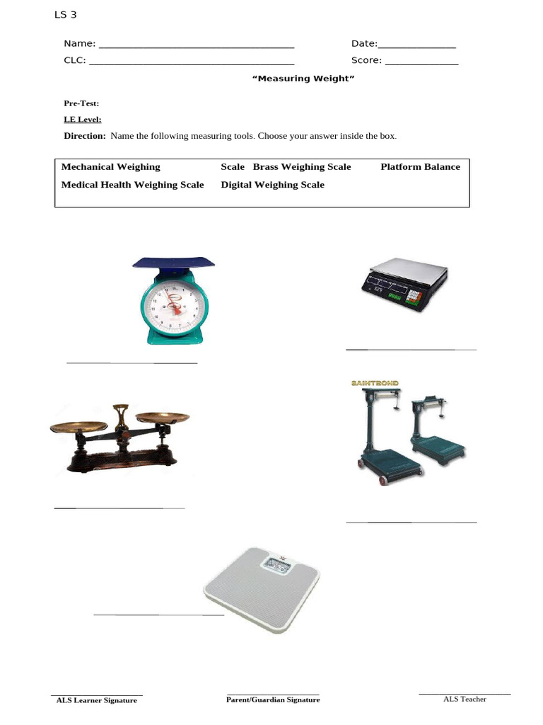Worksheets LS3 - Measuring Weight Lesson1 | PDF | Weight | Pound (Mass)