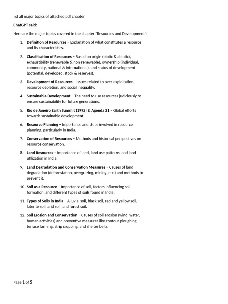 1 Resources and Development Short Notes | PDF | Soil | Sustainability