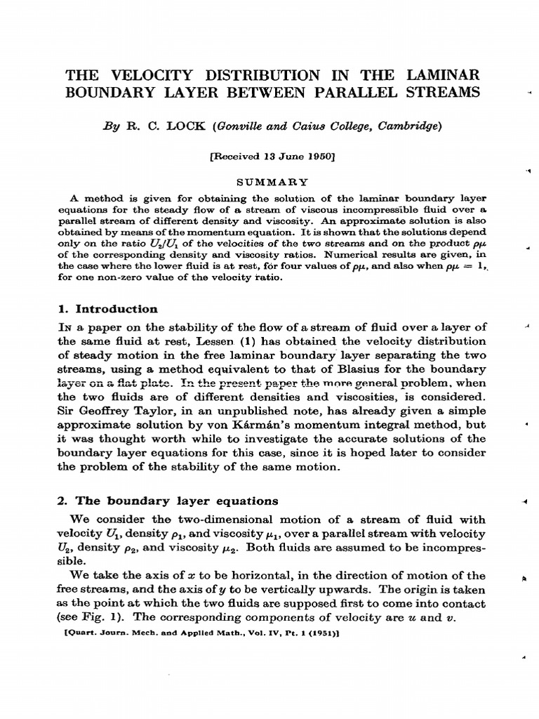 Laminar Boundary Layer Velocity Analysis | PDF | Boundary Layer | Fluid ...