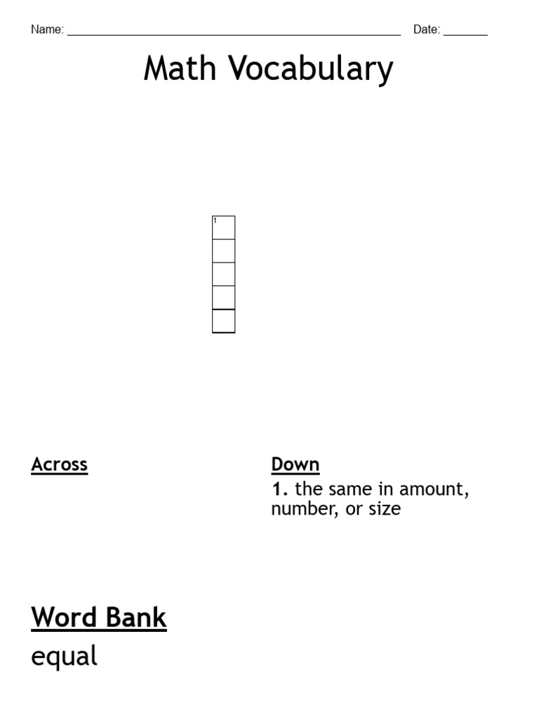 Math Vocabulary Pdf