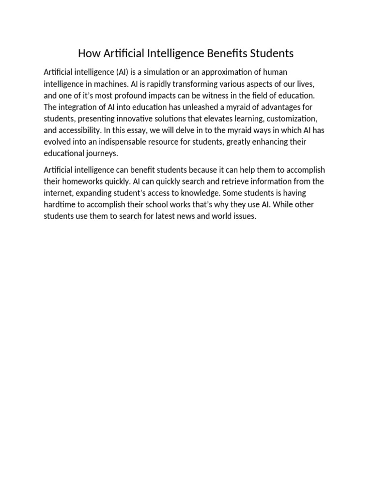 How Artificial Intelligence Benefits Students Pdf