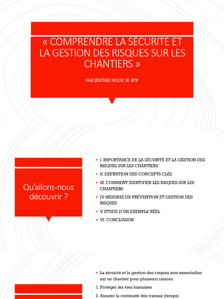 Gestion de la sécurité sur les chantiers | PDF | Gestion des risques ...