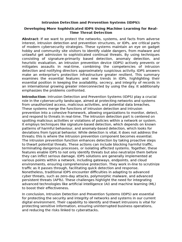 Intrusion Detection and Prevention Systems | PDF | Machine Learning ...
