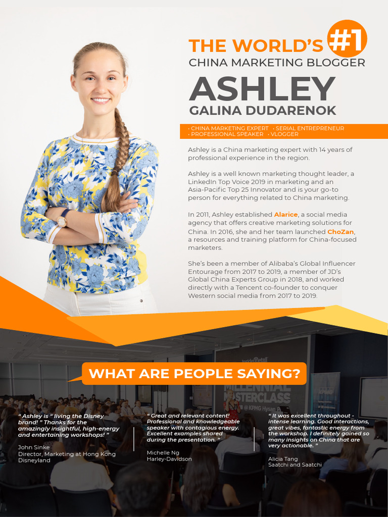 Ashley's Speaker Profile | PDF | Tencent | Alibaba Group