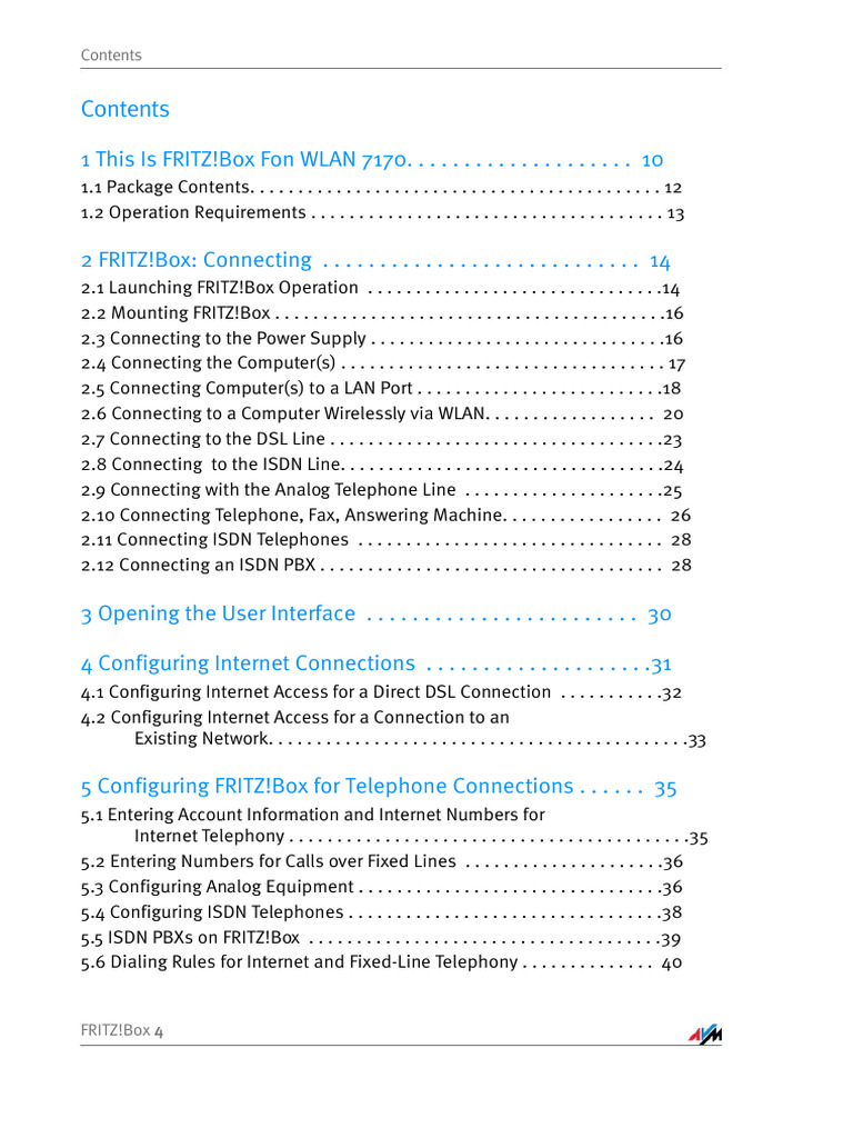 Mode D'emploi AVM Fritz!Box 7170 Fon WLAN (140 Des Pages) | PDF ...