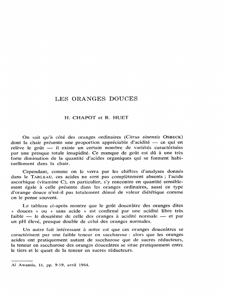 Origine et caractéristiques des oranges douces | PDF | Orange) | Agrumes