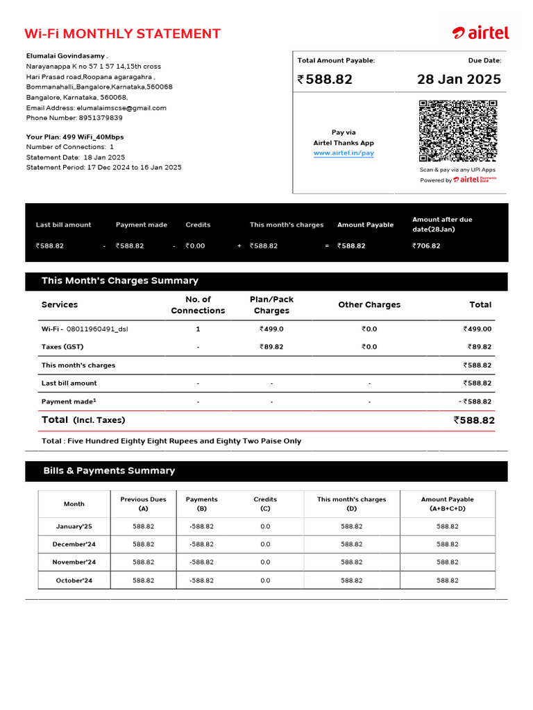 January 2025 Wi-Fi Bill Summary | PDF | Payments | Credit Card