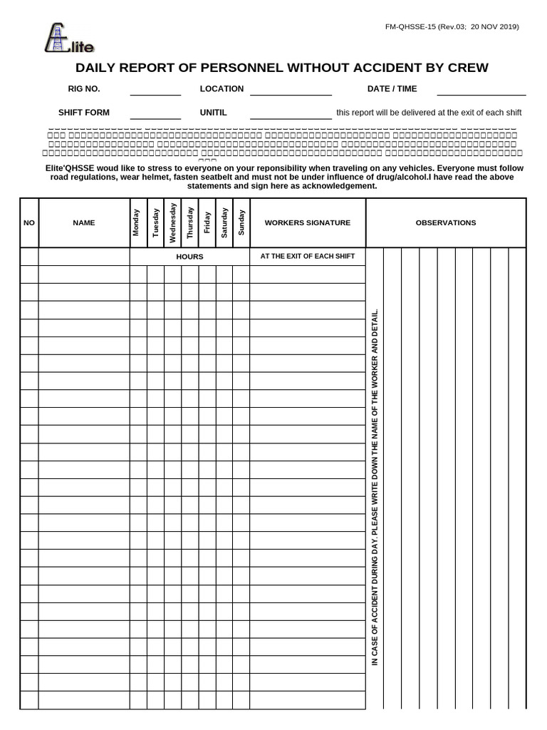 FM-QHSSE-15 _Diary Report of Personnel Without Accident by Crew_ rev.03 ...