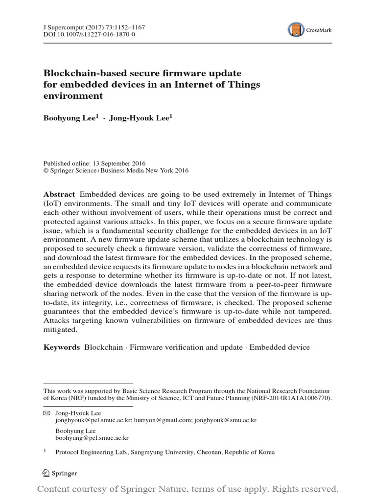 Blockchain-Based Secure Firmware Update For Embedd | PDF | Cyberwarfare ...